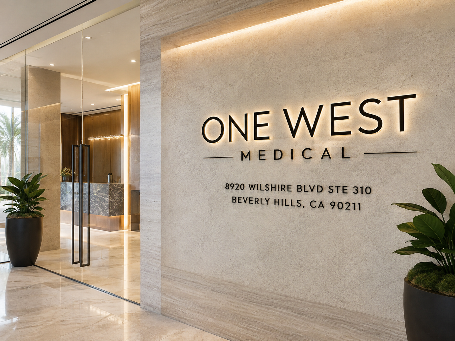 One West Medical lobby at 8920 Wilshire Boulevard in Beverly Hills